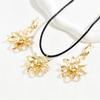 Collar largo y aretes para mujer estilo hip-hop que combinan con todo, diseño de girasol con personalidad, anillo de diseño nicho, joyería al por mayor