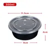 Caja de Almuerzo Desechable Caja de Embalaje de Plástico Negro Engrosado Caja de Almuerzo para Llevar Comida Rápida Tazón Redondo para Sopa con Tapa Venta al por Mayor