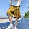 Shorts de trabalho de bolso grande estilo japonês verão solto calças de perna larga calças masculinas ins moda marca casual calças de cinco peças