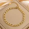 Pulseira Feita de Aço Titânio Que Não Desbota, Pulseira Olho de Trevo de Quatro Folhas Vazado, Pulseira de Moda Europeia e Americana de Ouro 18K de Alta Qualidade para Meninas