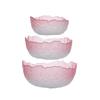 Estilo japonés flor de loto rosa neblina vidrio ensaladera de frutas juego tazón de postre hogar sala de estar tazón de frutas de vidrio plato venta al por mayor