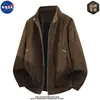 Chaqueta vintage de alta calidad con tacto de terciopelo de la marca NASA para hombre, abrigo casual de otoño de alta gama de lujo ligero