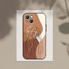 Capa de celular feminina para iPhone 15 com linhas abstratas