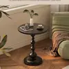 Mesa Auxiliar de Sofá de Lujo Ligero, Mesa de Café Pequeña para Sala de Estar, Mesa de Esquina Vintage, Almacenamiento de Mesita de Noche de Hierro Forjado, Mesa Redonda Pequeña para Balcón