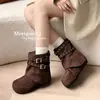 Botas de Cano Curto Matte Retrô para Mulheres 2026 Novas Botas Chelsea Populares Botas Martin com Solado Grosso e Bico Redondo