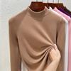 Camiseta Térmica de Cuello Redondo para Mujer, Nuevo Estilo Primavera/Verano 2026, Forro Polar Integrado por Ambos Lados, Engrosada, Corte Ajustado, Manga Larga, Ropa Interior