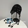 Sombrero y Bufanda Protectora para Orejas y Moldeadora del Rostro de Ganchillo Floral Hueco Retro Multiusos Estilo Japonés Europeo y Americano para Mujeres