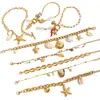 Pulsera Wanxing Estilo Europeo y Americano Acero Inoxidable Chapado en Oro de 18 Quilates Temática Oceánica con Conchas y Estrellas de Mar, Bestseller Transfronterizo, No se Desvanece, Pulsera Versátil