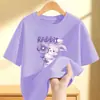 2314 # Camiseta de Manga Corta para Niña Verano Delgada 2025 Nueva Mediana y Grande Niños Algodón Puro Manga Media Tops de Verano para Niña