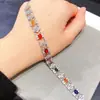 Pulseira Safira Colorida Cor Natural Retrô Personalizada para Mulheres 2025 Novo Design de Nicho Elegante Ins de Alto Padrão