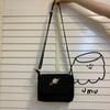 9794 Bolso Cruzado de Color Sólido Estilo Coreano Bolso Plegable Portátil Bolso de Hombro Sencillo Versátil Bolso de Lona para Compras para Mujer