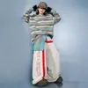 Ropa de Street Dance para Niños Manga Larga Rayas Unisex Holgada Estilo Urbano Traje de Performance de Street Dance Conjunto de Escenario Atuendo de Performance