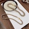 Colar de pérolas Shijia dourado marrom marrom mocha francês Maillard corrente de suéter de luxo leve de nicho colar feminino