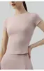 Camiseta de Running de Manga Corta con Sensación de Segunda Piel para Mujer, Corte Ajustado, Adelgazante, Manga Corta Redonda para Deporte, Ropa de Fitness, Ropa de Yoga, Directo de Fábrica