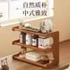 Estante de Almacenamiento para Tazas de Té de Escritorio Estante Pequeño Antiguo Madera Maciza Juego de Té de Tetera de Arena Púrpura China Exhibición de Adornos de Té