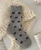 Nuevos Calcetines Cálidos de Punto Sin Costuras Estilo Coreano Grises de Media Pantorrilla para Mujer Calcetines de Moda Ins para Mujer Xiaohongshu