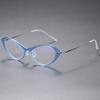 Armazón de titanio puro para gafas de miopía, armazón ojo de gato pequeño estilo occidental para mujer, gafas de miopía sencillas sin tornillos 6550