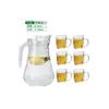 Tetera de Vidrio de Gran Capacidad para Agua Fría Juego de Vasos Gruesos para Agua Juego de Jarras de Vidrio para Cerveza Tetera Doméstica para Agua Fría