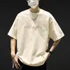 2026 Verano Delgado Estilo Americano Casual Top para Hombre Cuello Redondo Estampado de Letras Manga Corta Camiseta Moderna Versátil Camisa de Media Manga