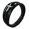Bestseller transfronteiriço: Pulseira de couro trançado estilo europeu e americano para homens, corda multicamadas tecida à mão com fecho magnético, pulseira de couro genuíno