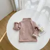 Nova camisa base de inverno com gola alta meia, forrada com fleece para crianças, camiseta infantil de manga comprida, mais grossa e quente para meninas, camisa base de bebê