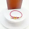 Fivela em Forma de I Dourada Rígida 3D Galvanizada a Cobre com Corda de Aço Pulseira de Mão Ajustável à Prova d'Água e Suor Pronta para Venda