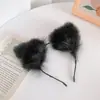 Diadema de Gato Lindo con Orejas de Felpa Accesorios para el Cabello Lavado de Cara Diadema para Mostrar la Cara Reducción de Edad Pequeña Otoño e Invierno Pinzas para el Cabello de Gatito Negro