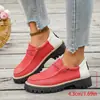 Sapatos baixos estilo workwear retrô plus size para mulheres, com salto grosso, design de calçar, lona color block, bico redondo e sola grossa, adequados para uso casual transfronteiriço