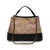Bolsa Tote de Bloques de Color de Alta Gama para Mujer, Nuevo Verano 2025, Bolso de Hombro Cruzado para Viajes, Acolchado con Cadena, Estilo de Nicho