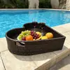 Bandeja flutuante para piscina e fonte termal, cesta redonda de rattan em formato de coração, adequada para pousadas, hotéis e vilas, com porta-copos e bandeja de café da manhã