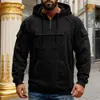 2026 Nueva Sudadera con Capucha Casual de Retazos de Color Sólido Cálida de Otoño e Invierno Transfronteriza con Múltiples Bolsillos y Cordón