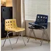 Silla perforada de estilo dopamina de moda para cafeterías y tiendas de té con leche, silla comercial con estructura de acero electrochapado, silla perforada vintage tipo queso