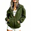 Cárdigan Sudadera con Capucha de Forro Polar Color Sólido con Cremallera Camisa Top Deportivo para Otoño e Invierno del Sitio Independiente de Amazon Transfronterizo