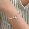 Pulseira de Prata de Lei S925 Pérola Barroca Natural Laço Feminino Coreia do Sul Explosivo Luxo Leve Nicho