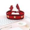 Pulsera de Correa con Borla de Remache de Estrella de Cinco Puntas, Pulsera Tejida de Estilo Étnico Colorido, Accesorios Transfronterizos de Estilo Mixto Multicolor