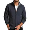 Jaqueta Cardigan de Tricô com Gola Alta e Zíper Masculina Outono/Inverno 2026 Jaqueta Suéter Quente Casual Masculina com Plus Veludo