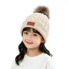Suministro Especial Transfronterizo Nuevo Otoño e Invierno Gorro de Punto con Pompón para Niños Calidez para Exteriores Protección contra el Frío Borde Enrollado Gorro de Lana Gorro para el Frío
