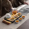 Juego de Té de Viaje Azul y Blanco Dehua Creativo Kung Fu Cerámica Tapa Taza de Té Bandeja de Té Juego Completo Regalo de Empresa Logo