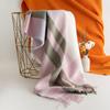 Bufanda de Cachemira Sintética para Mujer Otoño e Invierno, Nueva Moda Bufanda de Cuadros Estampada con Bloques de Color y Flecos, Bufanda Cálida y a Prueba de Frío para el Cuello