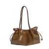 Bolsa tote bordada digital nova 2026, bolsa de ombro de grande capacidade para mulheres, alça de tecido, couro macio, versátil para o dia a dia