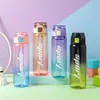 Copo de Água Esportivo Portátil de Plástico com Tampa Flip-Top, Cor Degradê 850ml, para Homens e Mulheres, para Esportes ao Ar Livre, Comércio Exterior