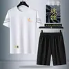 [Traje de Manga Corta] Traje Deportivo de Seda de Hielo para Hombre Verano Delgado Camiseta de Manga Corta para Correr Secado Rápido Elástico Casual