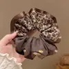 Ligas para el cabello estilo coreano, ligeras, con estampado de leopardo, elásticos para el cabello retro extragrandes, bandas elásticas para el cabello muy elásticas, scrunchies de moda para mujer