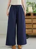 Novedades de otoño: Pantalones rectos de algodón y lino para mujer, holgados, con cintura de cordón, de talle alto, adelgazantes, de pierna ancha, pantalones largos casuales versátiles, venta al por mayor
