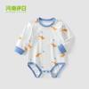 Yiri Infantil 25 Otoño e Invierno Clase a Mono de Algodón Puro Manga Larga Bebé Primavera y Otoño Traje Triangular de Una Pieza para Gatear