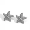 Pendientes de acero inoxidable con forma de estrella de mar, estilo popular de internet, para mujer, temperamentales, versátiles, con circonita de punto y titanio, elementos marinos