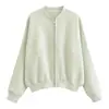 Chaqueta de béisbol de forro polar transfronteriza de comercio exterior para mujer, cárdigan casual de cremallera holgado, chaqueta sudadera corta