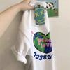 Camiseta de Manga Corta de Verano para Hombre y Mujer Camiseta de Manga Corta Estilo Japonés Antiguo para Mujer Ropa Estilo Hong Kong Camiseta Blanca Versátil de Moda Camiseta de Moda