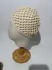 Gorro de Ganchillo Hueco con Patrón para Mujer, Primavera y Verano, Color Sólido, Versátil, Moderno, Estilo Coreano, Gorro de Punto con Parte Superior Redonda