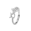 Anillo en Blanco de Plata de Ley s925 Redondo 6mm Cepillado Mate Conejo de Jade Montura para Anillo Puede Incrustar Piedras Preciosas de Colores Accesorios para Joyería DIY